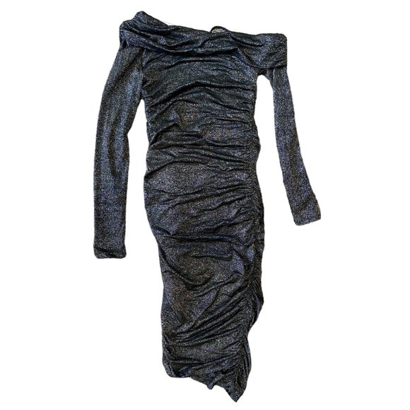 NWT JONATHAN SIMKHAI SABINE RUCHED LUREX MIDI DRESS